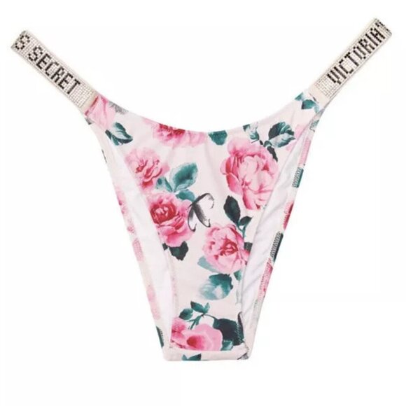 NEW Victoria’s Secret White Rose Shine Strap Brazilian Bikini Bottom 4576 - Picture 1 of 9